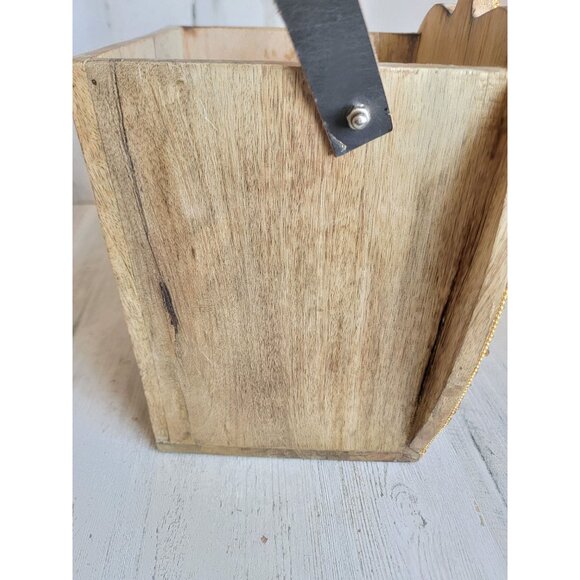 Unique sequin pumpkin bucket trick or treat Halloween wooden decor vintage - Picture 6 of 12